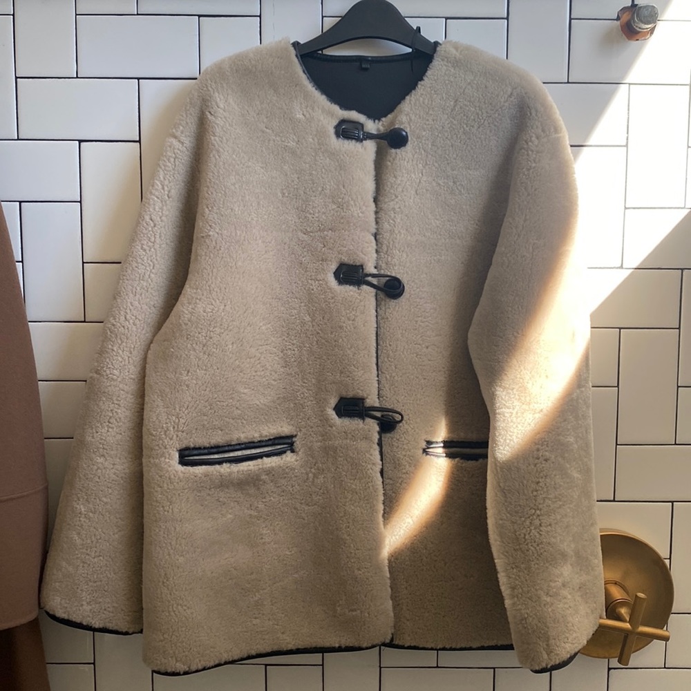 Mango faux shearling Toteme-style jacket L